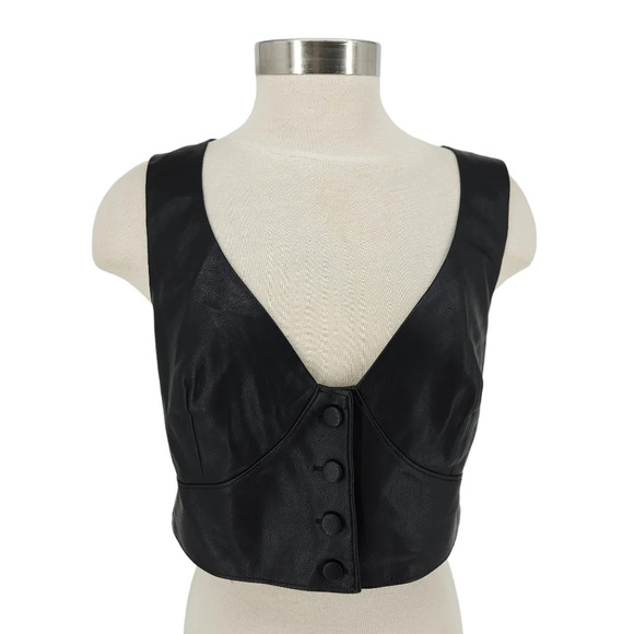 INC International Concepts Tops - INC X Jeannie Mai Black Marie Faux Leather Bralette Sleeveless Tank Top Shirt